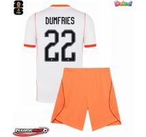 Holandia Denzel Dumfries #22 Koszulka Wyjazdowa dzieci MŚ 2026 Krótki Rękaw (+ krótkie spodenki)